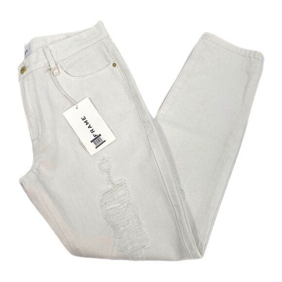 Frame Denim White Le Garcon Distressed Boyfriend Jeans | New With Tags - Picture 1 of 10